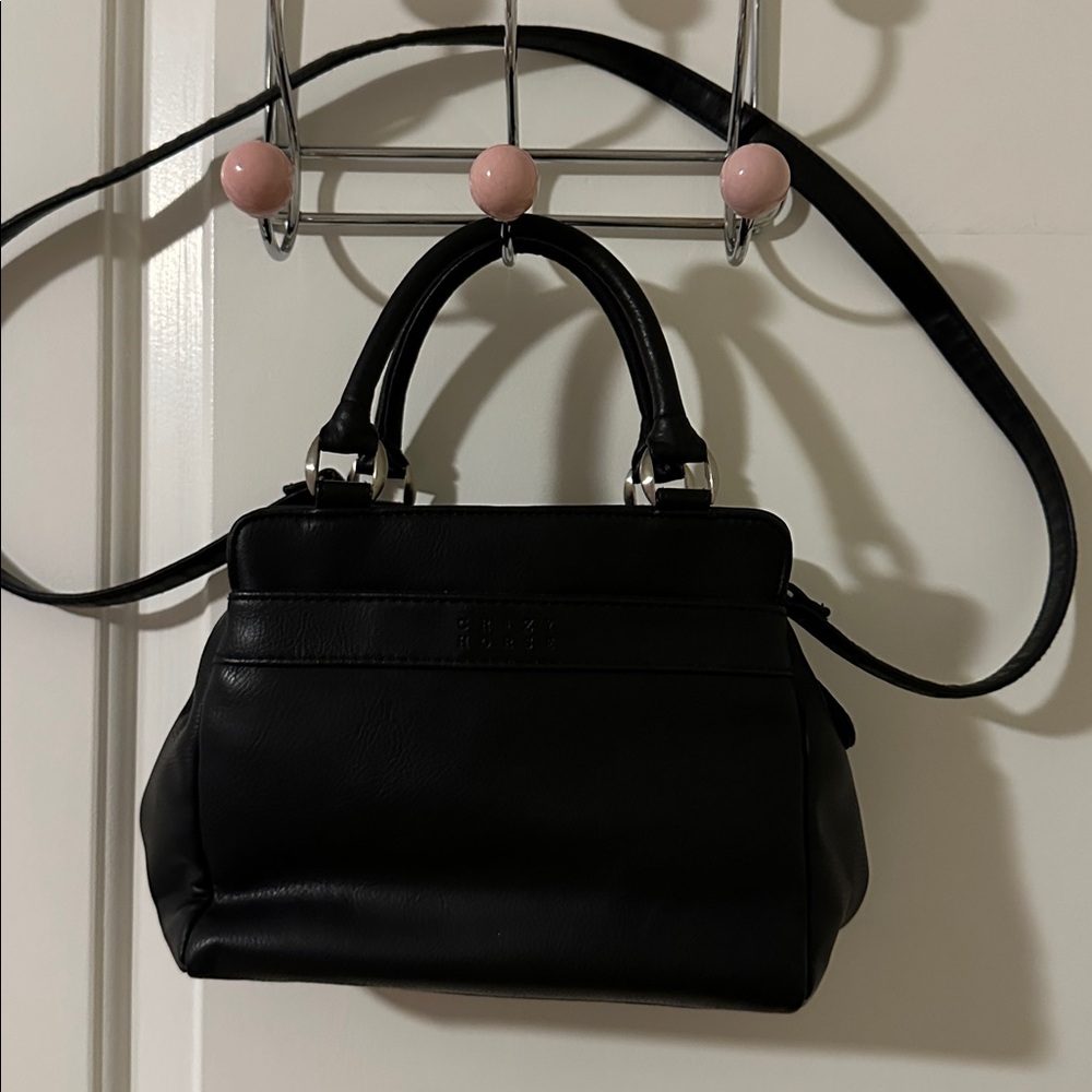 Black Leather Handbag brand is Crazy Horse